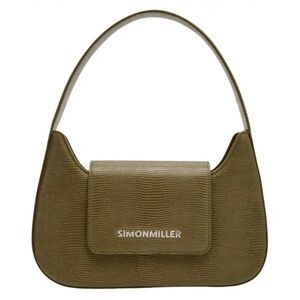 SIMON MILLER Retro Lizard-embossed Shoulder Bag In Alien Green